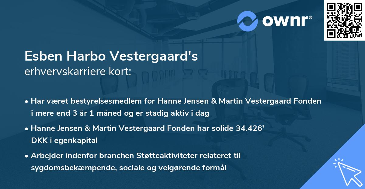 Esben Harbo Vestergaard's erhvervskarriere kort