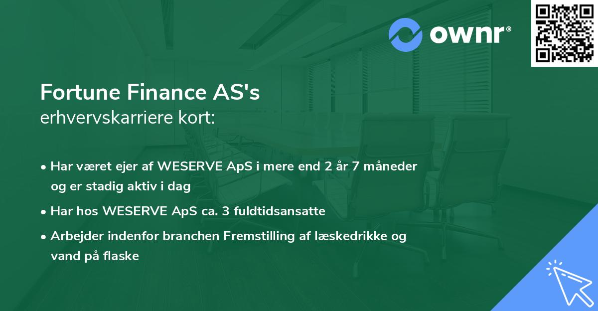 Fortune Finance AS's erhvervskarriere kort