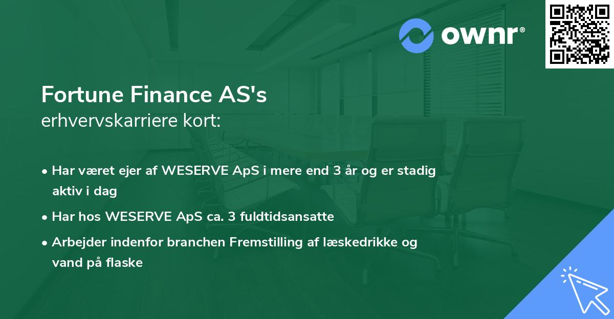 Fortune Finance AS's erhvervskarriere kort