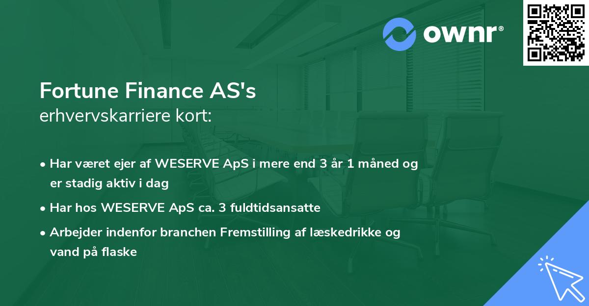 Fortune Finance AS's erhvervskarriere kort