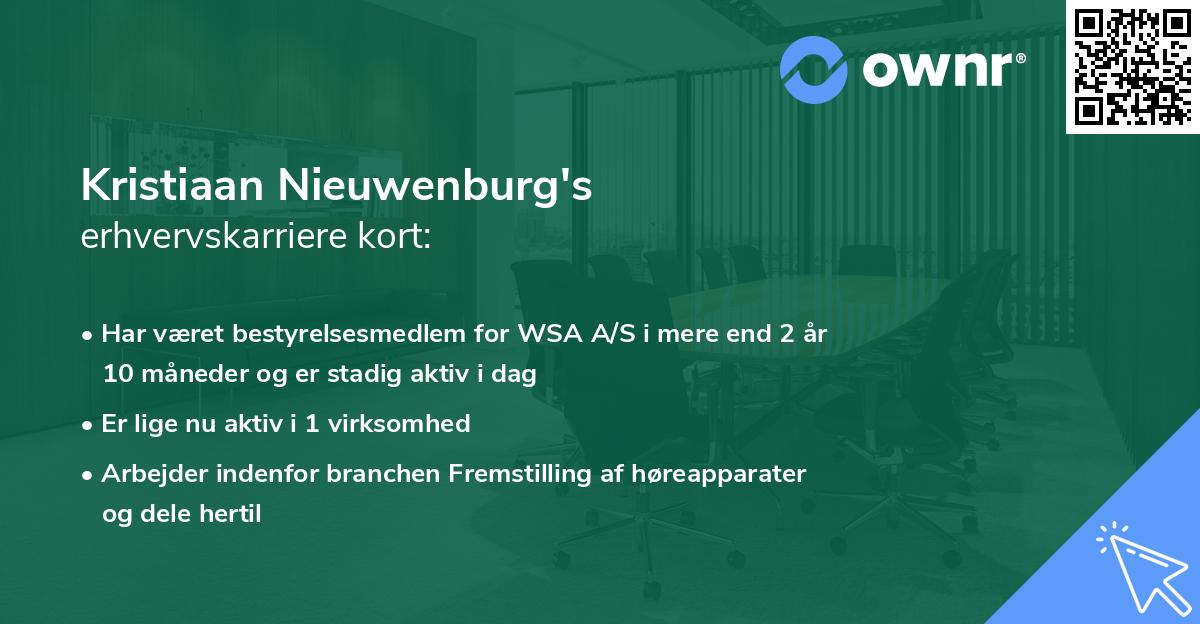 Kristiaan Nieuwenburg's erhvervskarriere kort