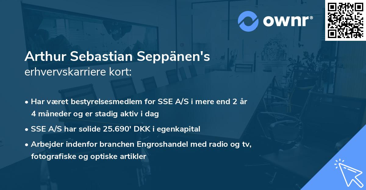 Arthur Sebastian Seppänen's erhvervskarriere kort