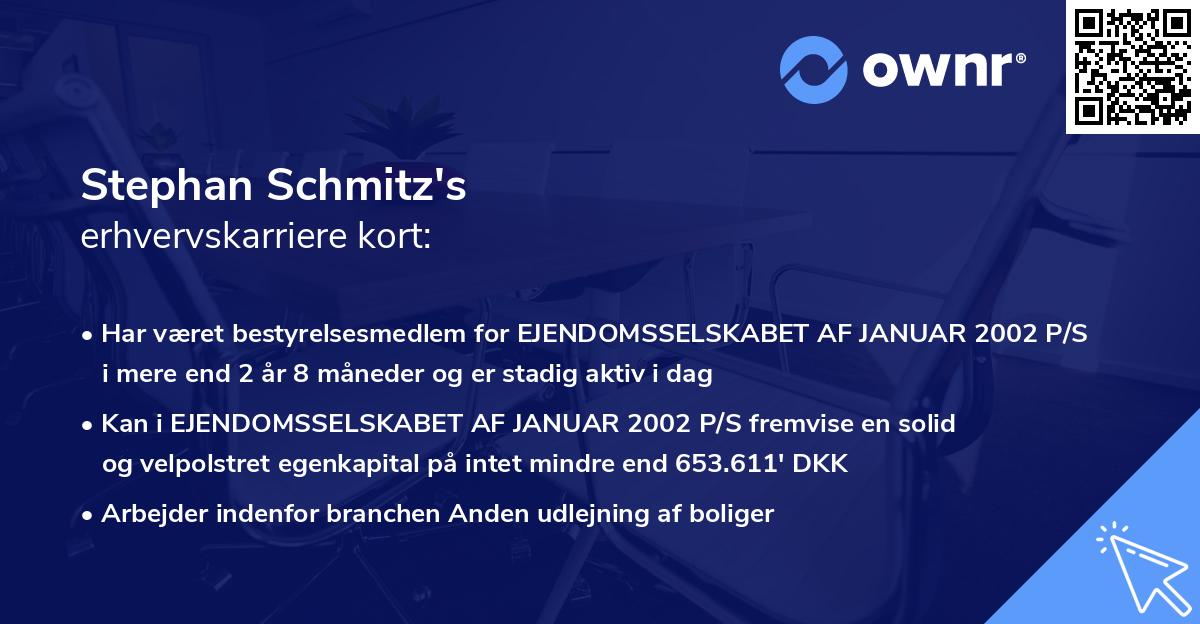 Stephan Schmitz's erhvervskarriere kort