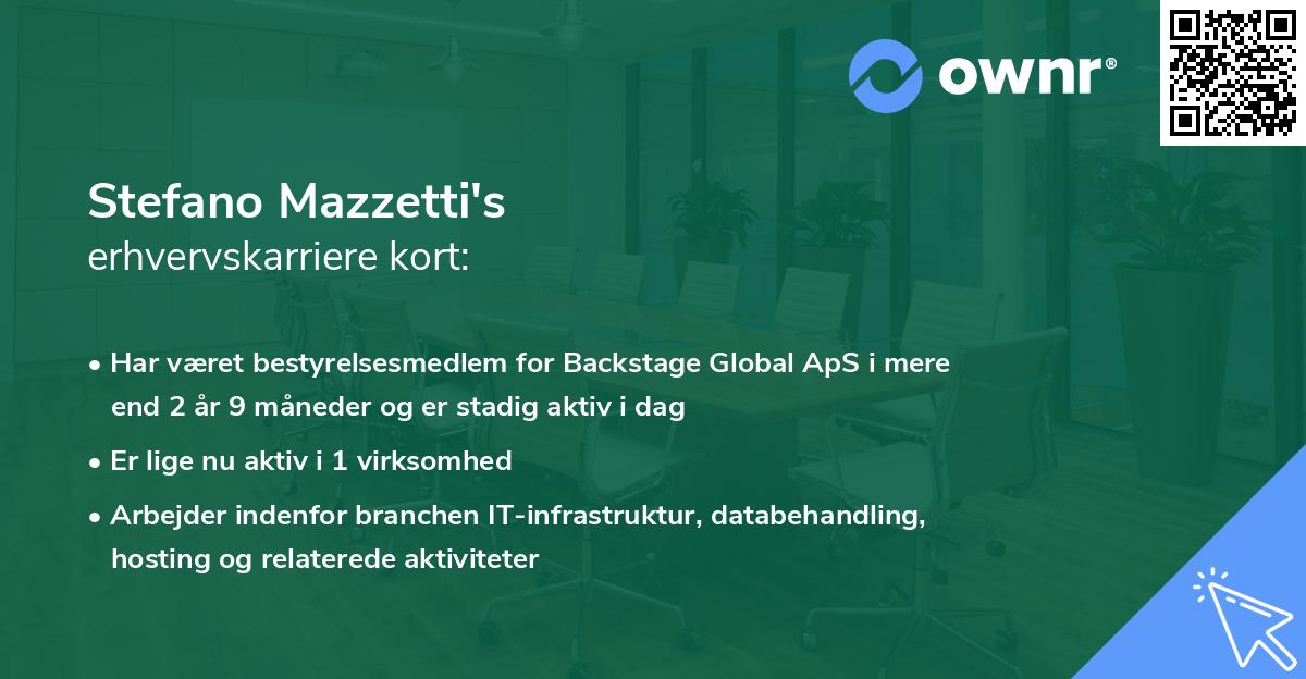 Stefano Mazzetti's erhvervskarriere kort