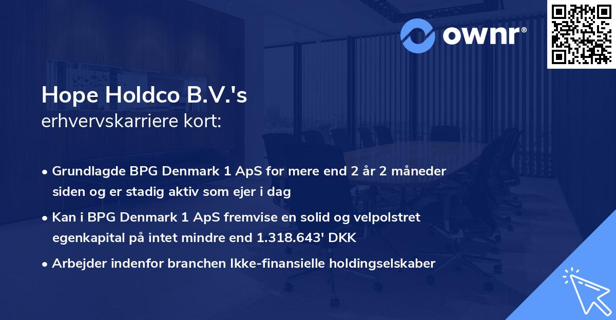 Hope Holdco B.V.'s erhvervskarriere kort