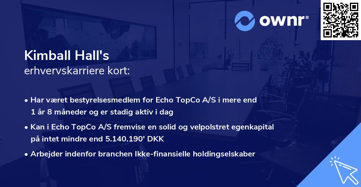 Kimball Hall's erhvervskarriere kort