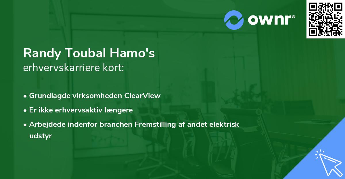 Randy Toubal Hamo's erhvervskarriere kort