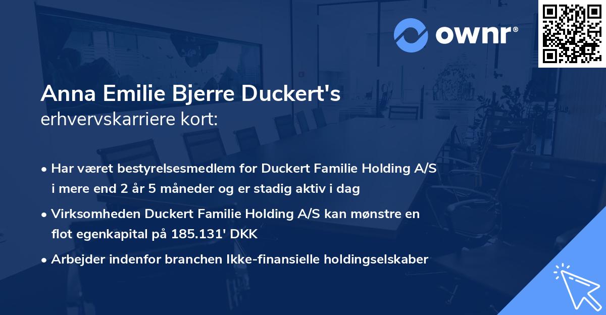 Anna Emilie Bjerre Duckert's erhvervskarriere kort