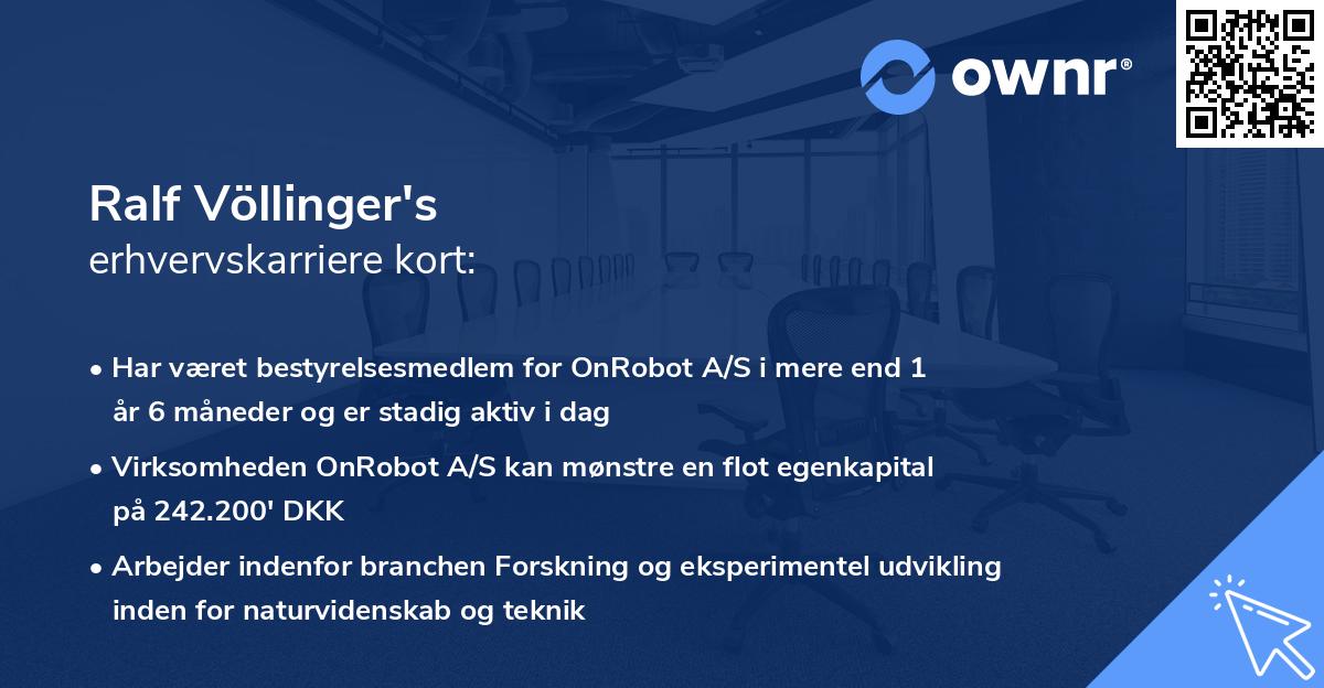 Ralf Völlinger's erhvervskarriere kort