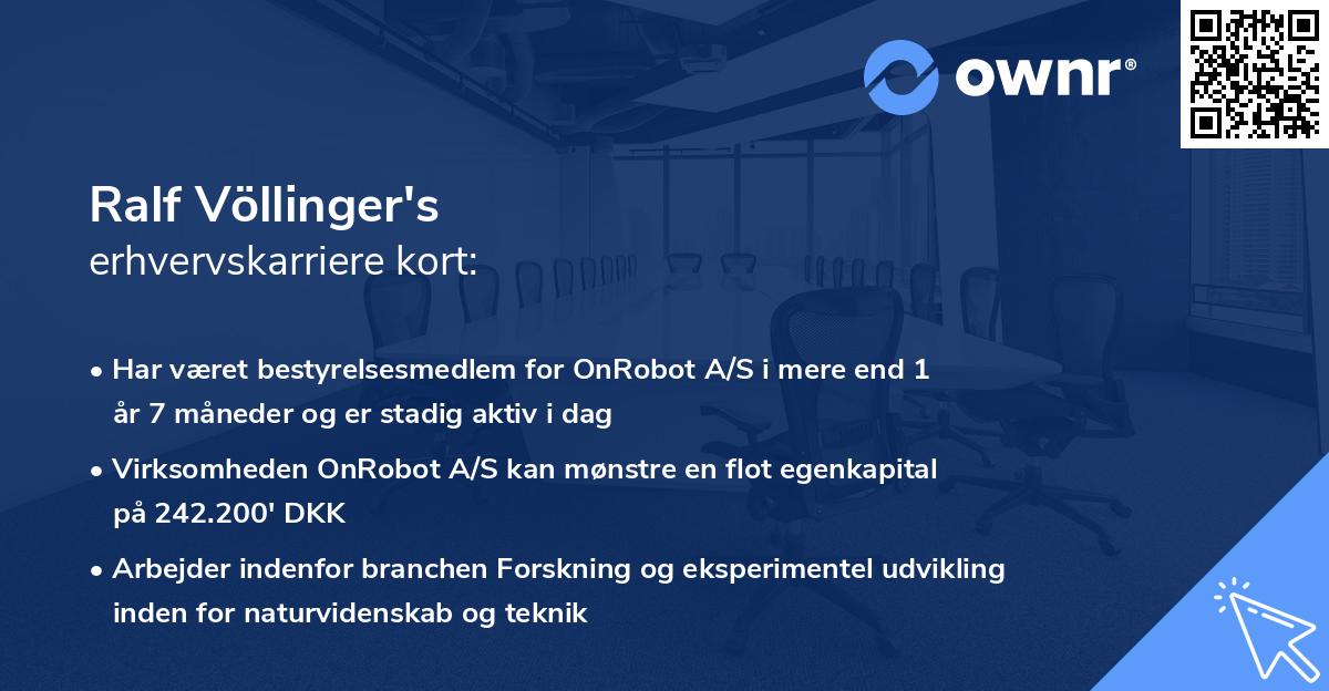 Ralf Völlinger's erhvervskarriere kort