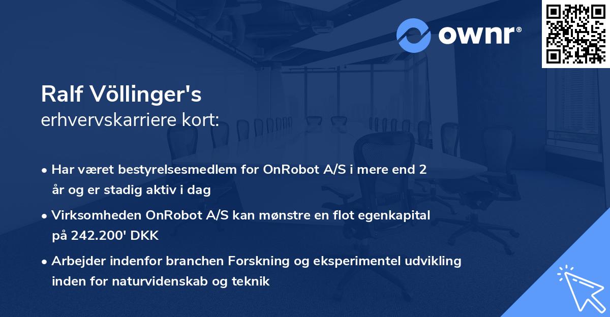 Ralf Völlinger's erhvervskarriere kort