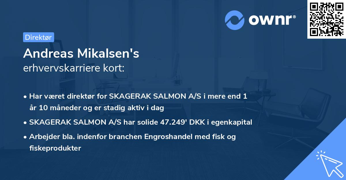 Andreas Mikalsen's erhvervskarriere kort