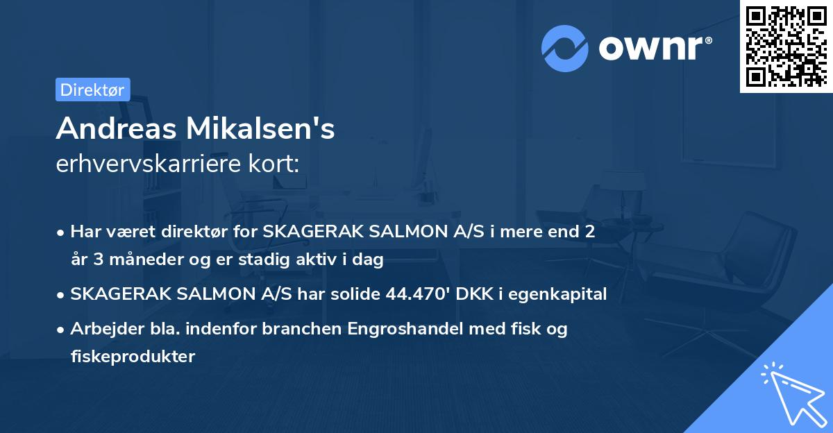 Andreas Mikalsen's erhvervskarriere kort