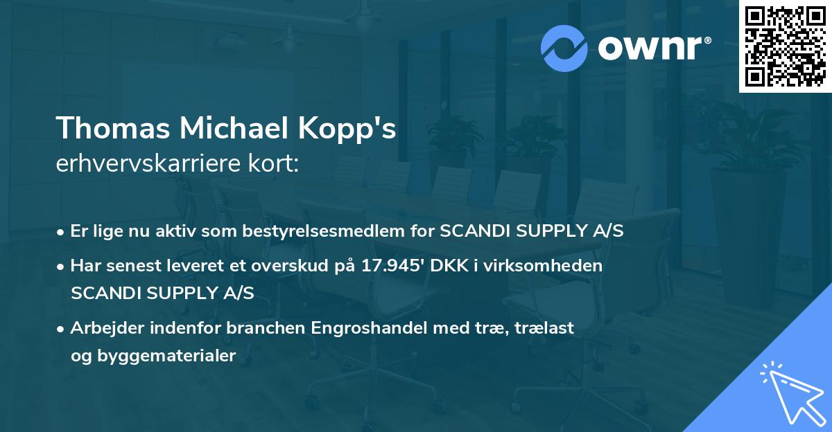 Thomas Michael Kopp's erhvervskarriere kort