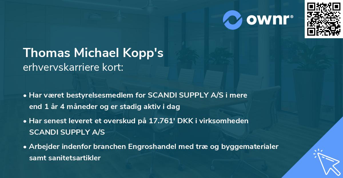 Thomas Michael Kopp's erhvervskarriere kort