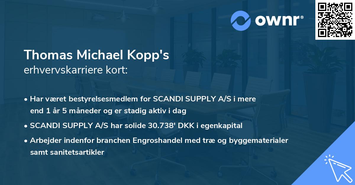 Thomas Michael Kopp's erhvervskarriere kort