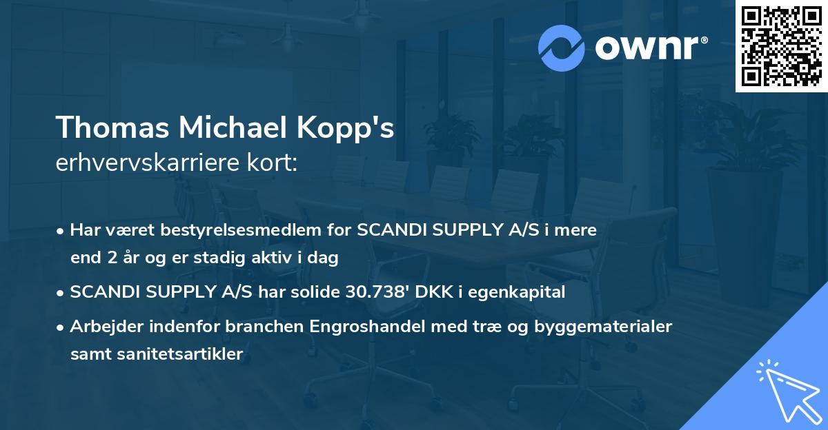 Thomas Michael Kopp's erhvervskarriere kort