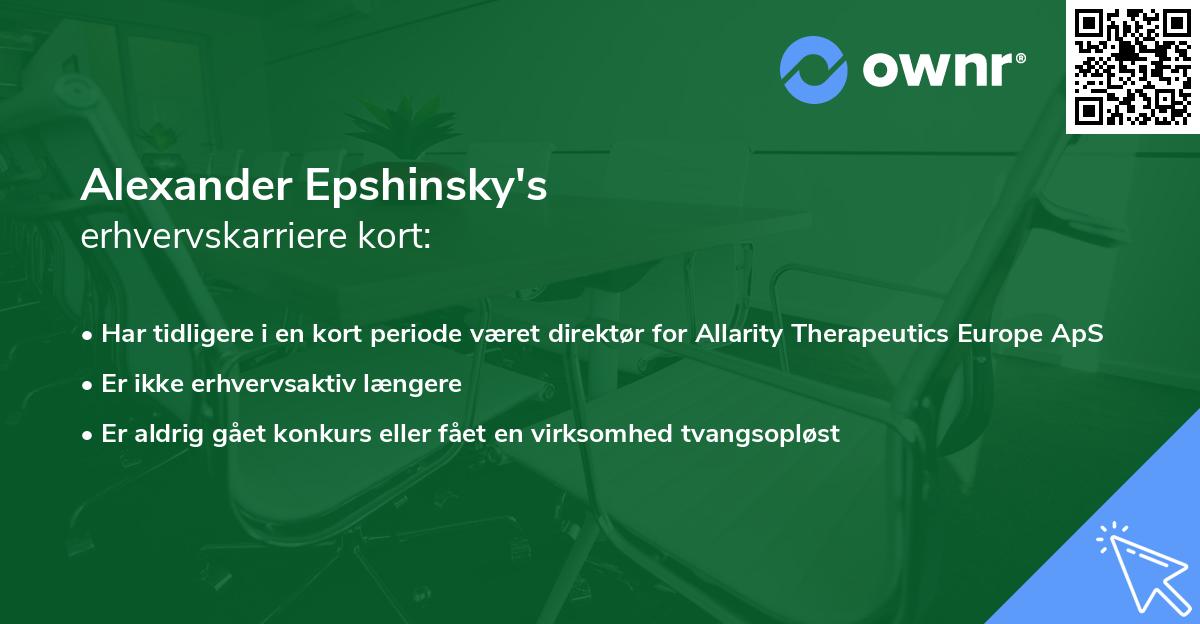 Alexander Epshinsky's erhvervskarriere kort