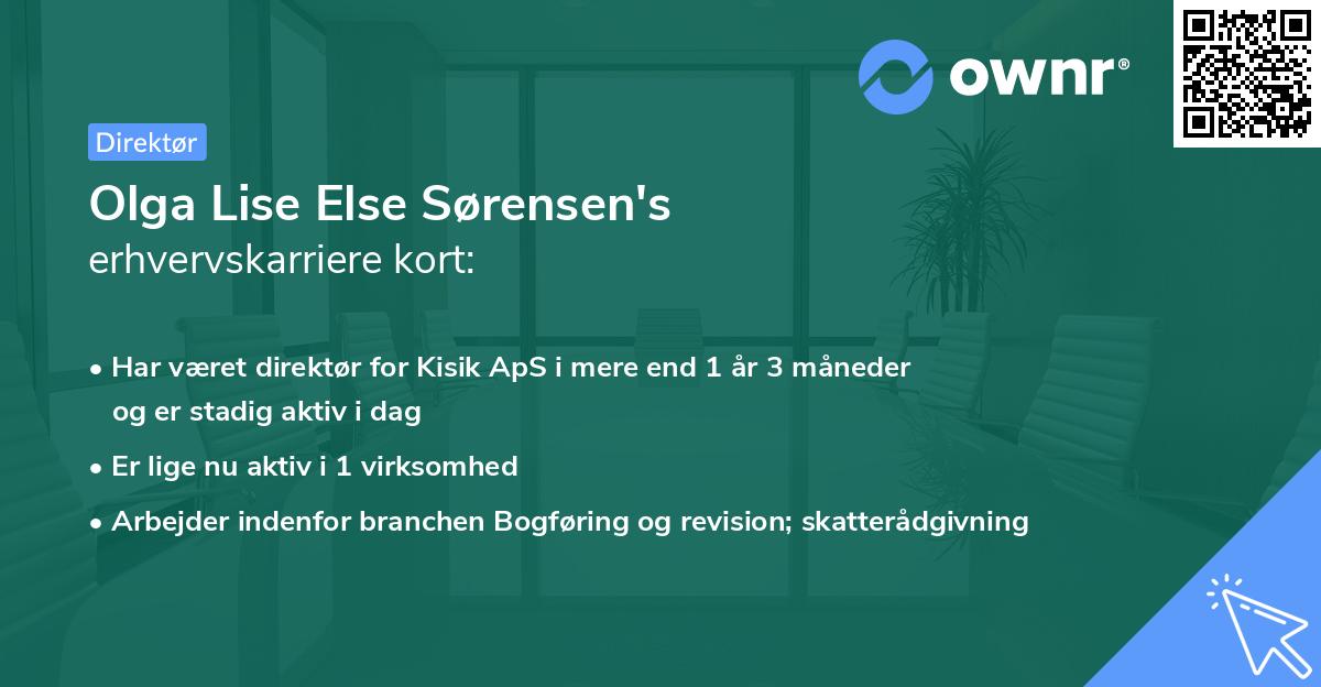 Olga Lise Else Sørensen's erhvervskarriere kort