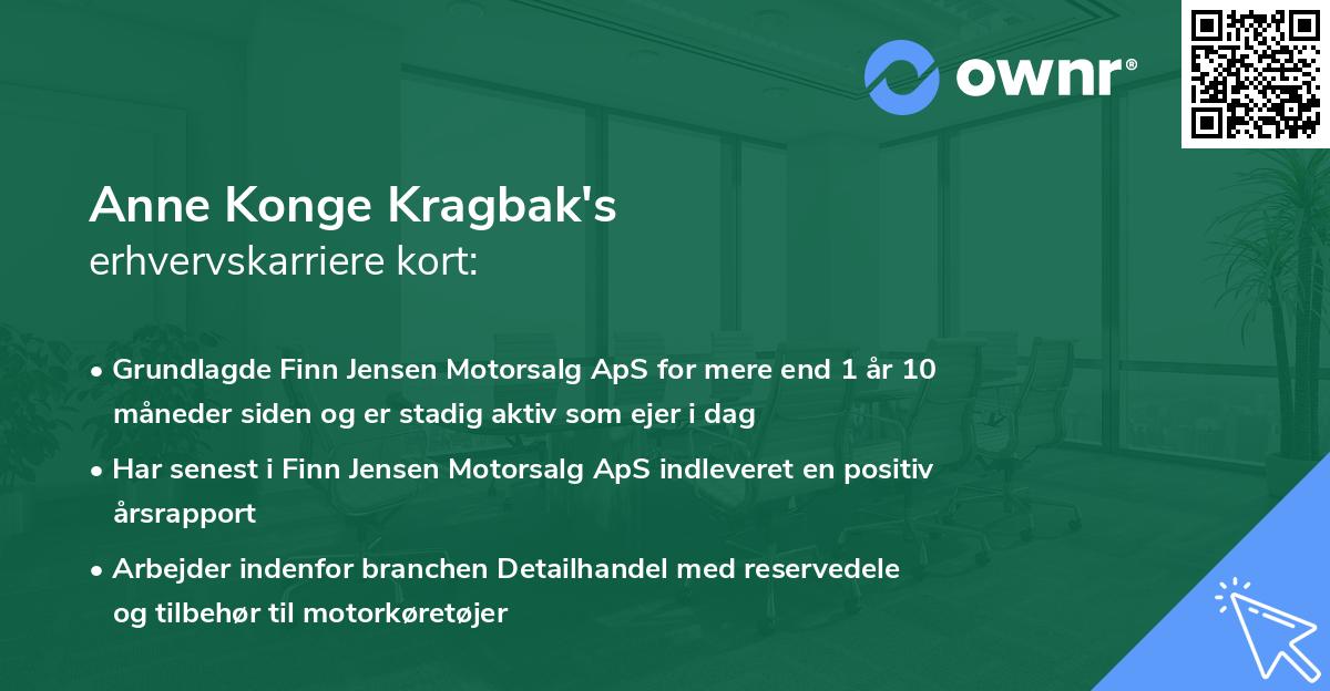 Anne Konge Kragbak's erhvervskarriere kort
