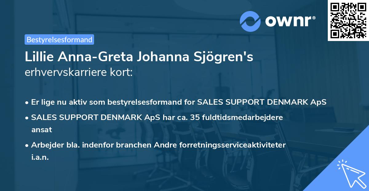 Lillie Anna-Greta Johanna Sjögren's erhvervskarriere kort