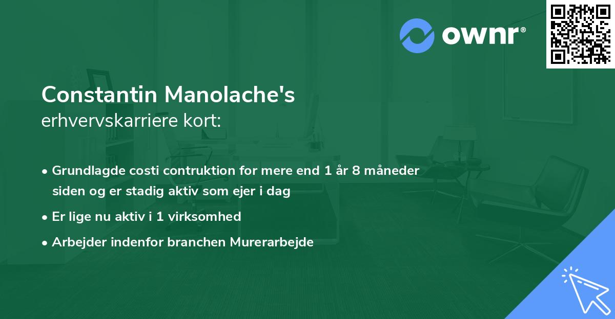 Constantin Manolache's erhvervskarriere kort
