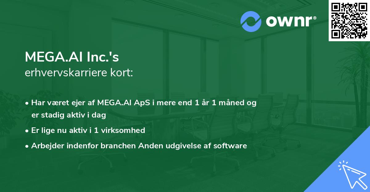MEGA.AI Inc.'s erhvervskarriere kort