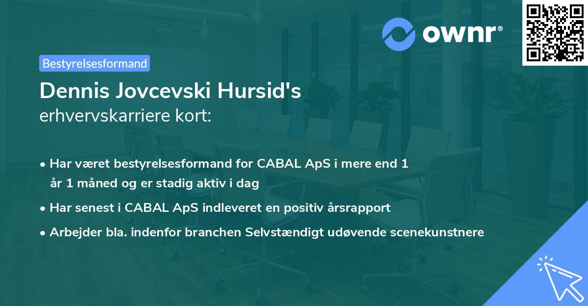 Dennis Jovcevski Hursid's erhvervskarriere kort