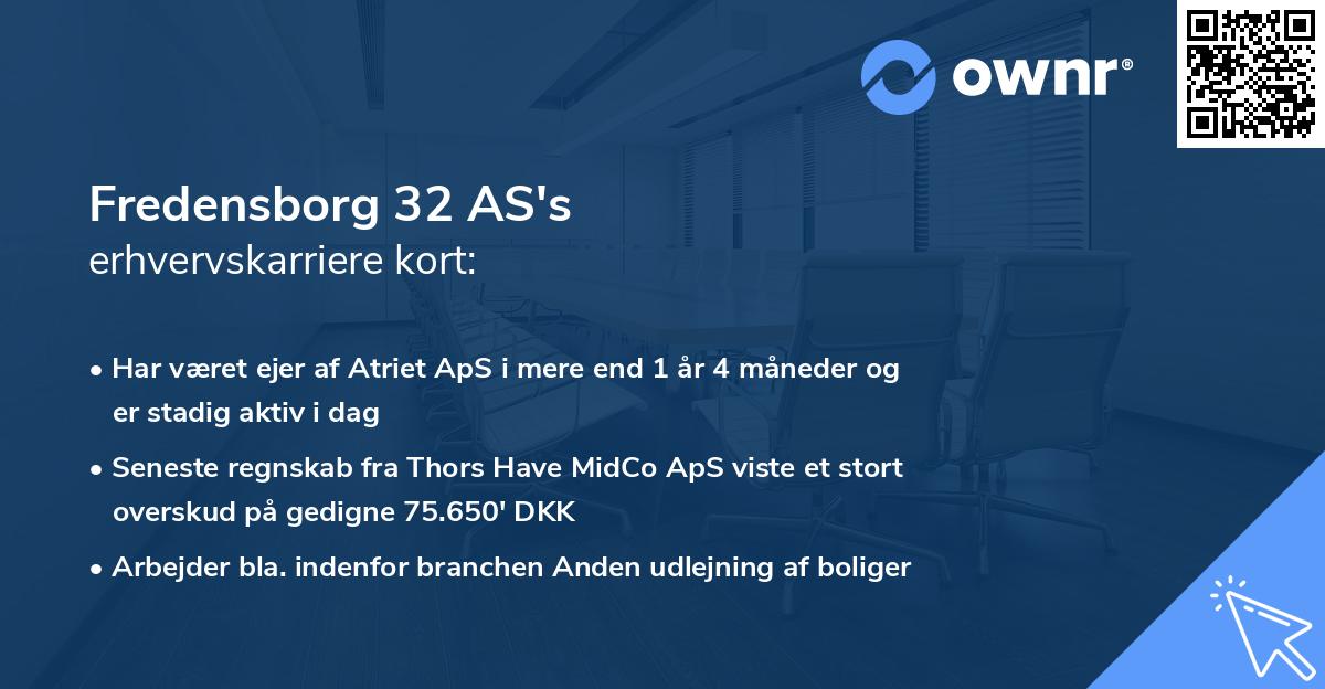 Fredensborg 32 AS's erhvervskarriere kort