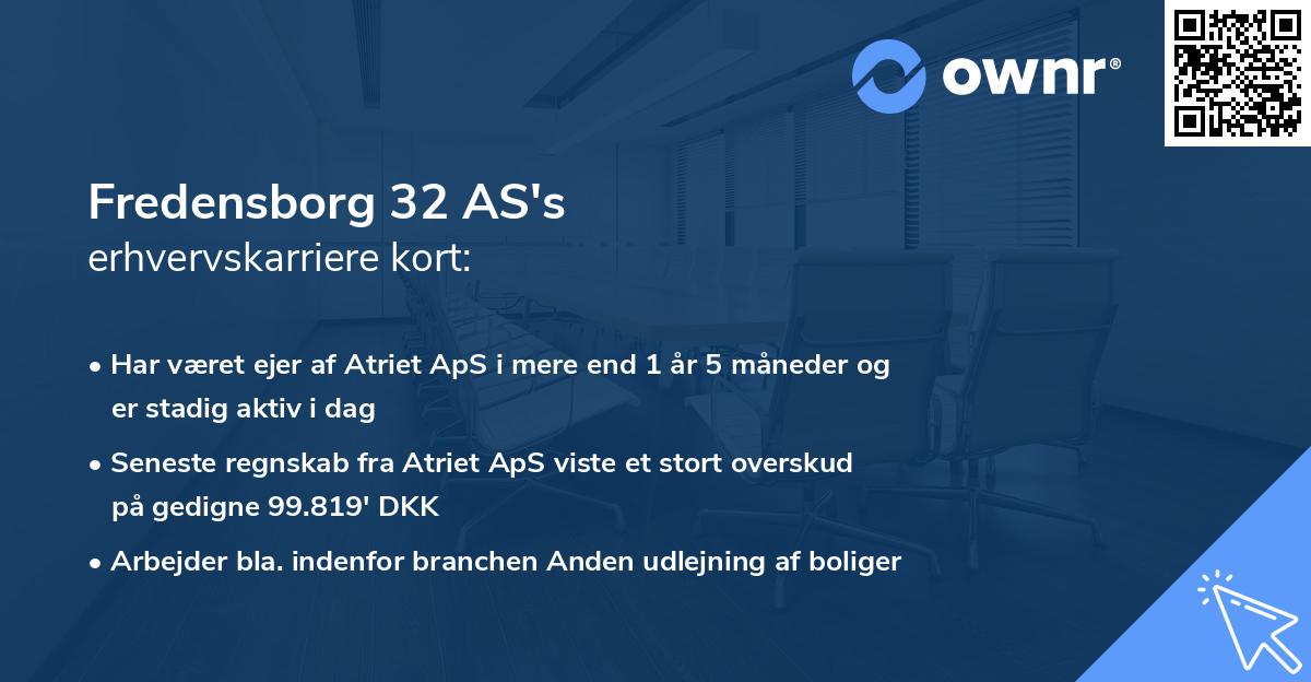 Fredensborg 32 AS's erhvervskarriere kort