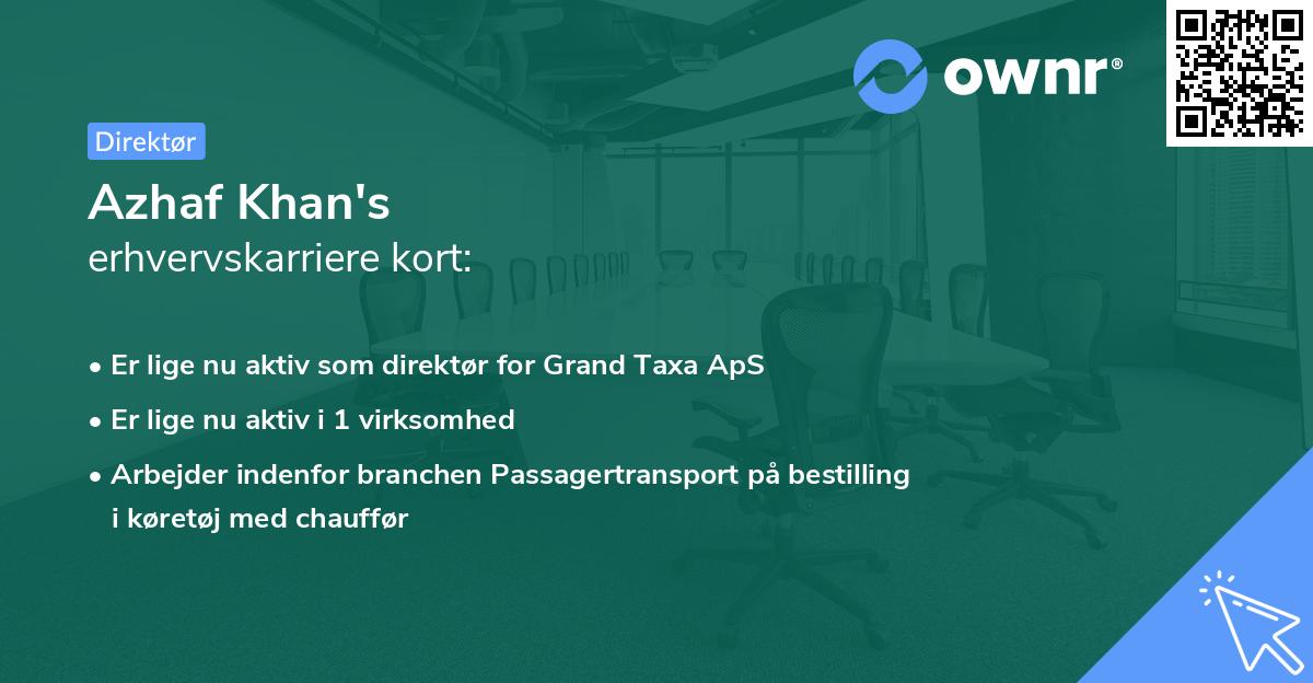 Azhaf Khan's erhvervskarriere kort