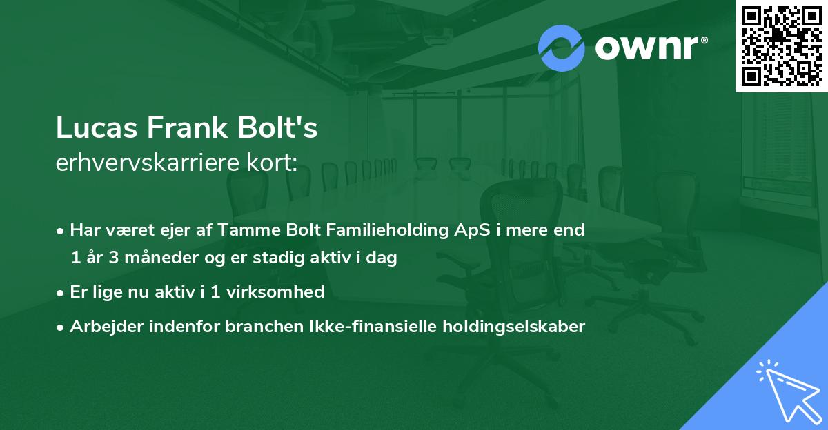 Lucas Frank Bolt's erhvervskarriere kort