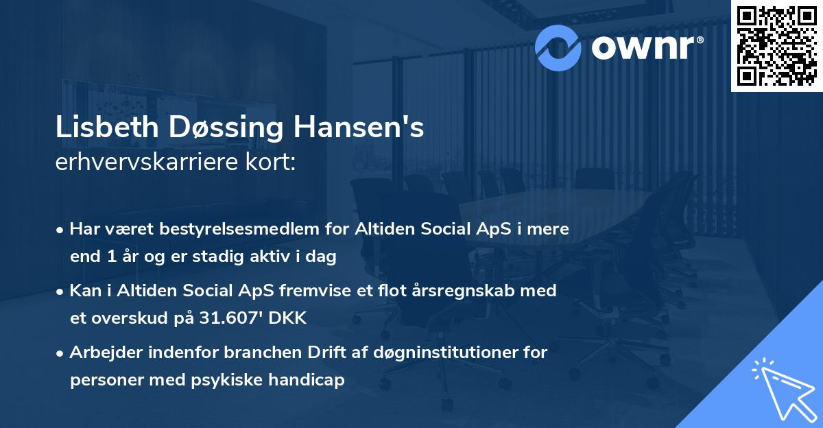 Lisbeth Døssing Hansen's erhvervskarriere kort