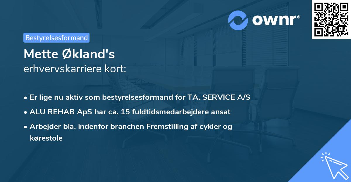 Mette Økland's erhvervskarriere kort