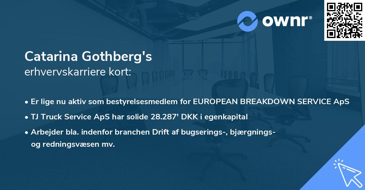 Catarina Gothberg's erhvervskarriere kort