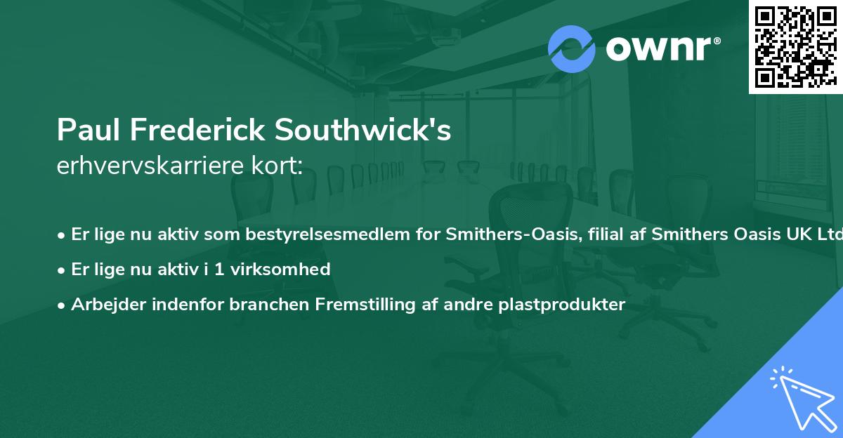 Paul Frederick Southwick's erhvervskarriere kort