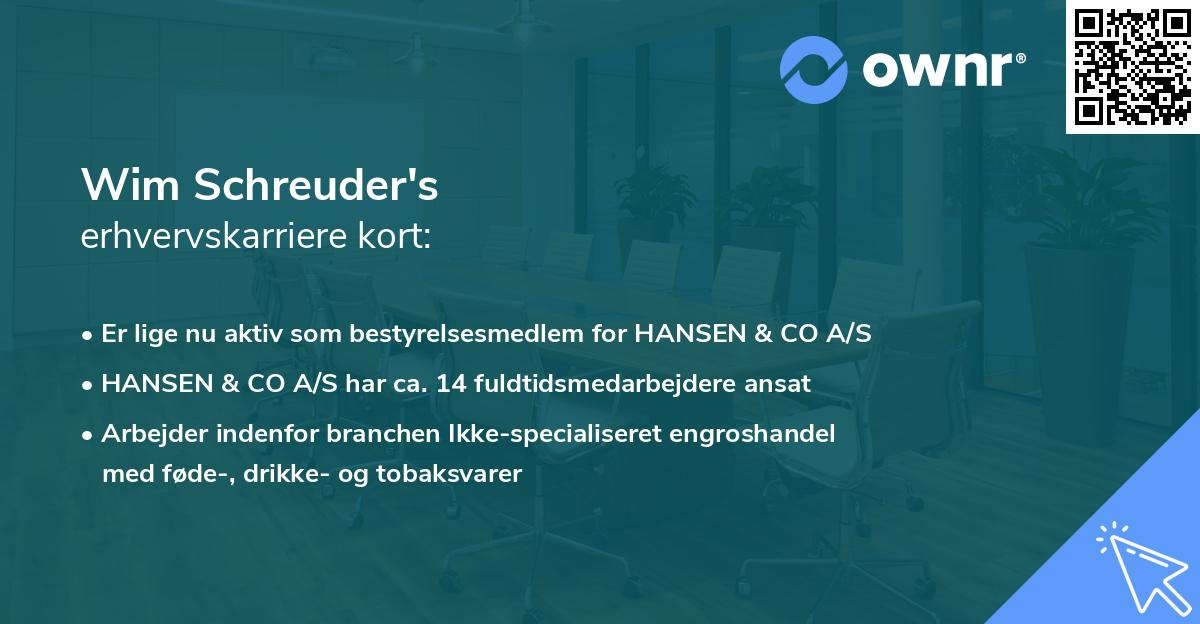 Wim Schreuder's erhvervskarriere kort