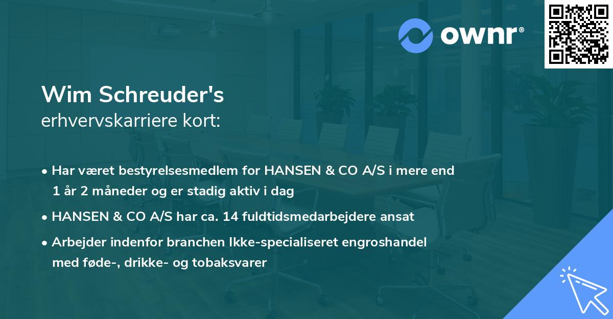 Wim Schreuder's erhvervskarriere kort
