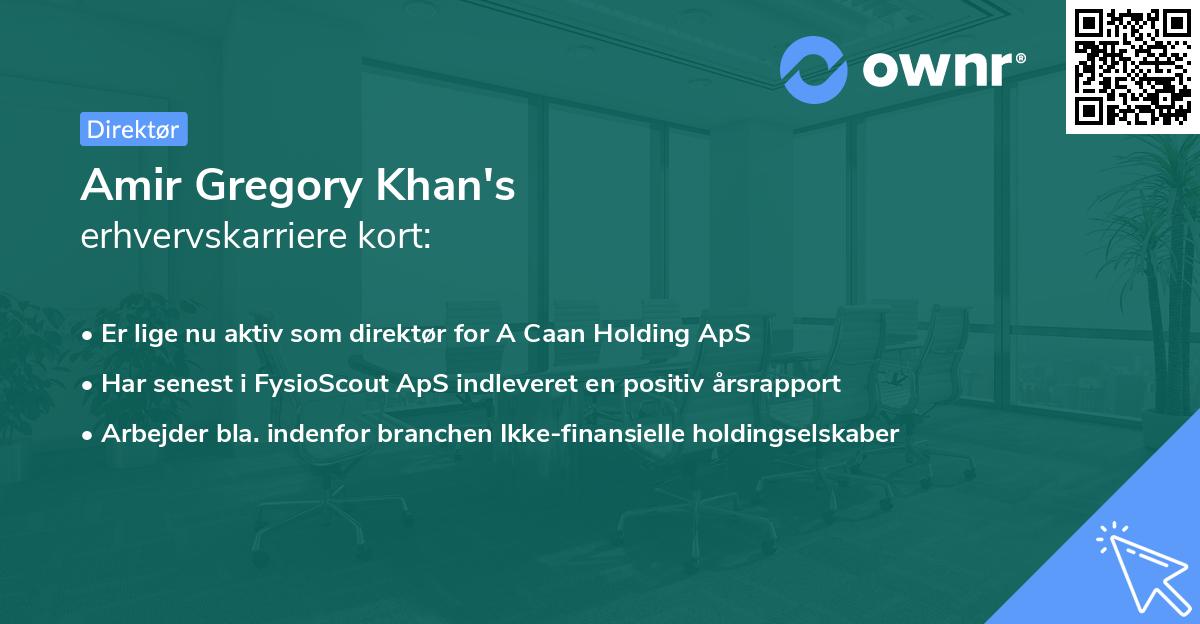 Amir Gregory Khan's erhvervskarriere kort