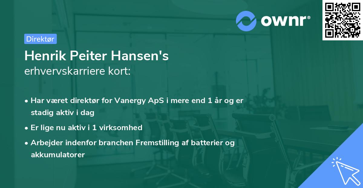 Henrik Peiter Hansen's erhvervskarriere kort