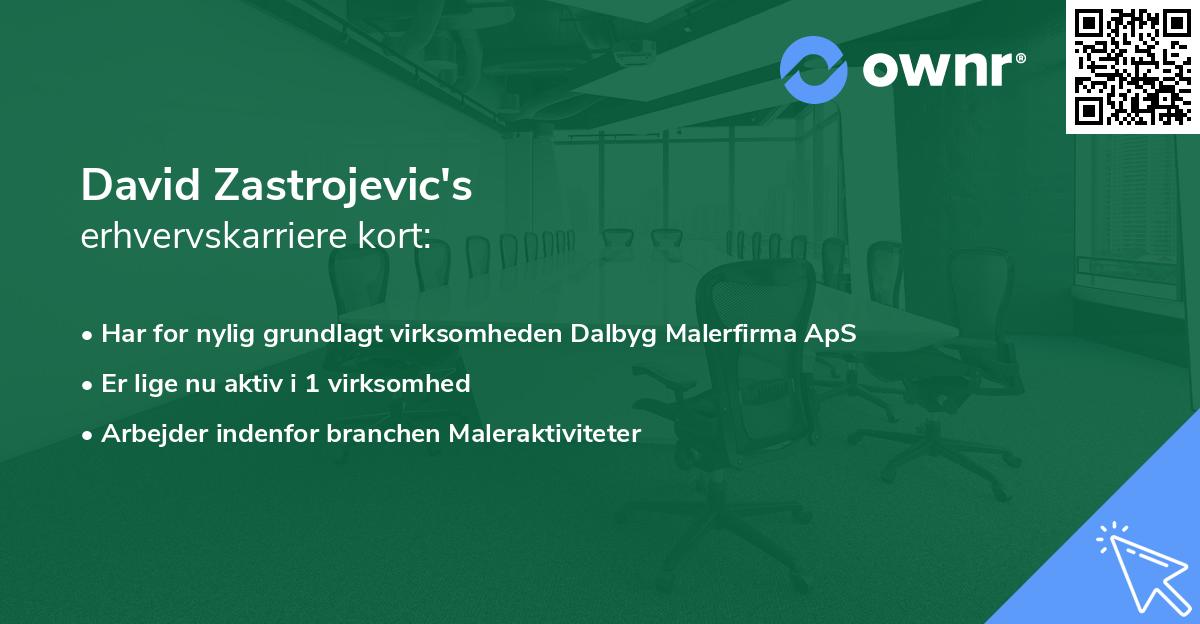 David Zastrojevic's erhvervskarriere kort