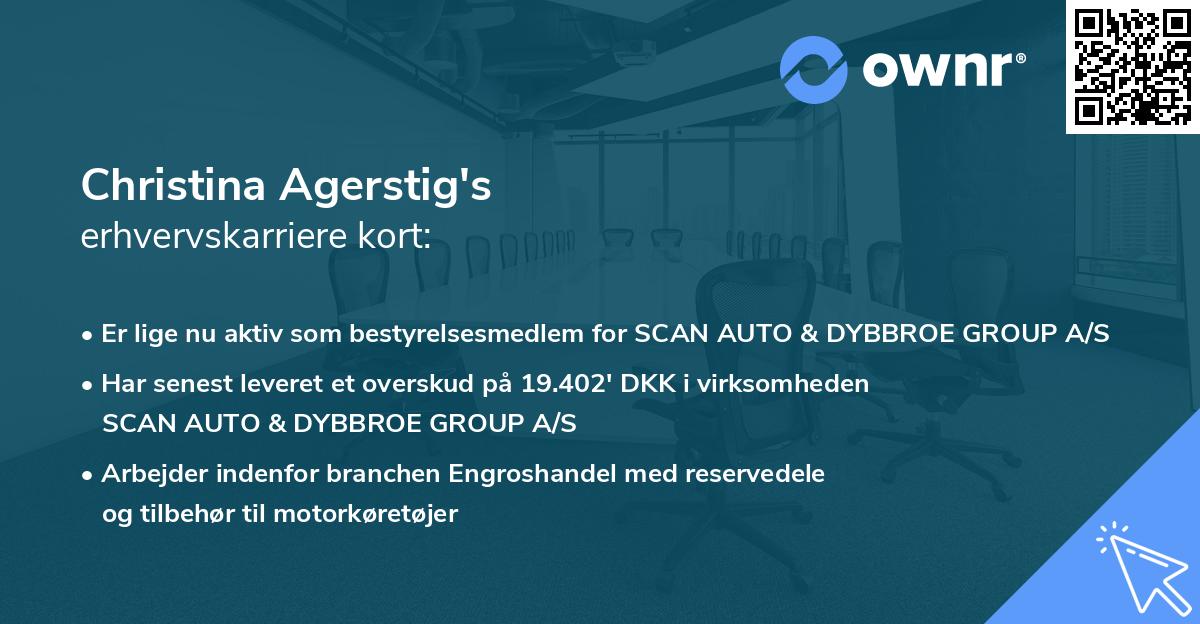 Christina Agerstig's erhvervskarriere kort