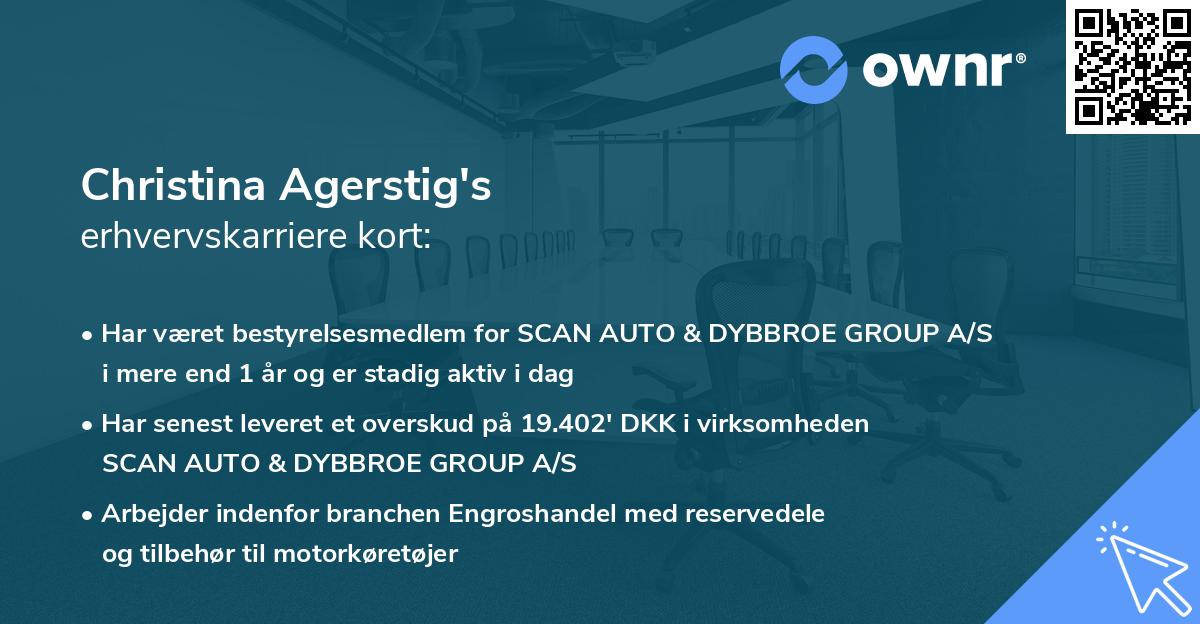 Christina Agerstig's erhvervskarriere kort