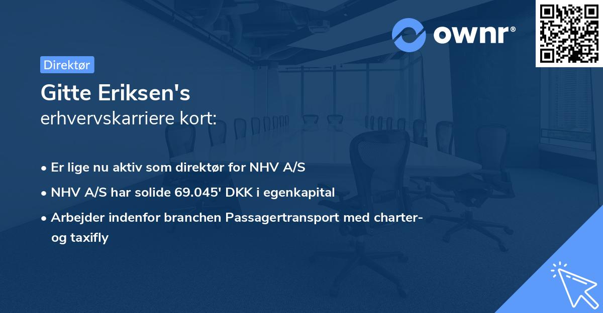 Gitte Eriksen's erhvervskarriere kort