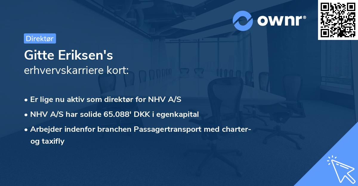 Gitte Eriksen's erhvervskarriere kort