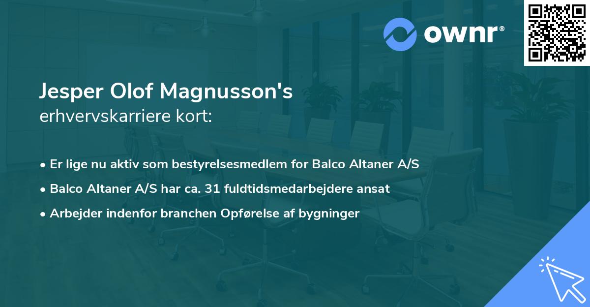 Jesper Olof Magnusson's erhvervskarriere kort