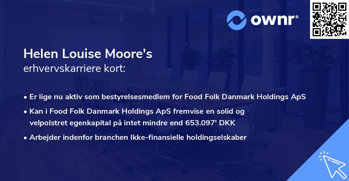 Helen Louise Moore's erhvervskarriere kort