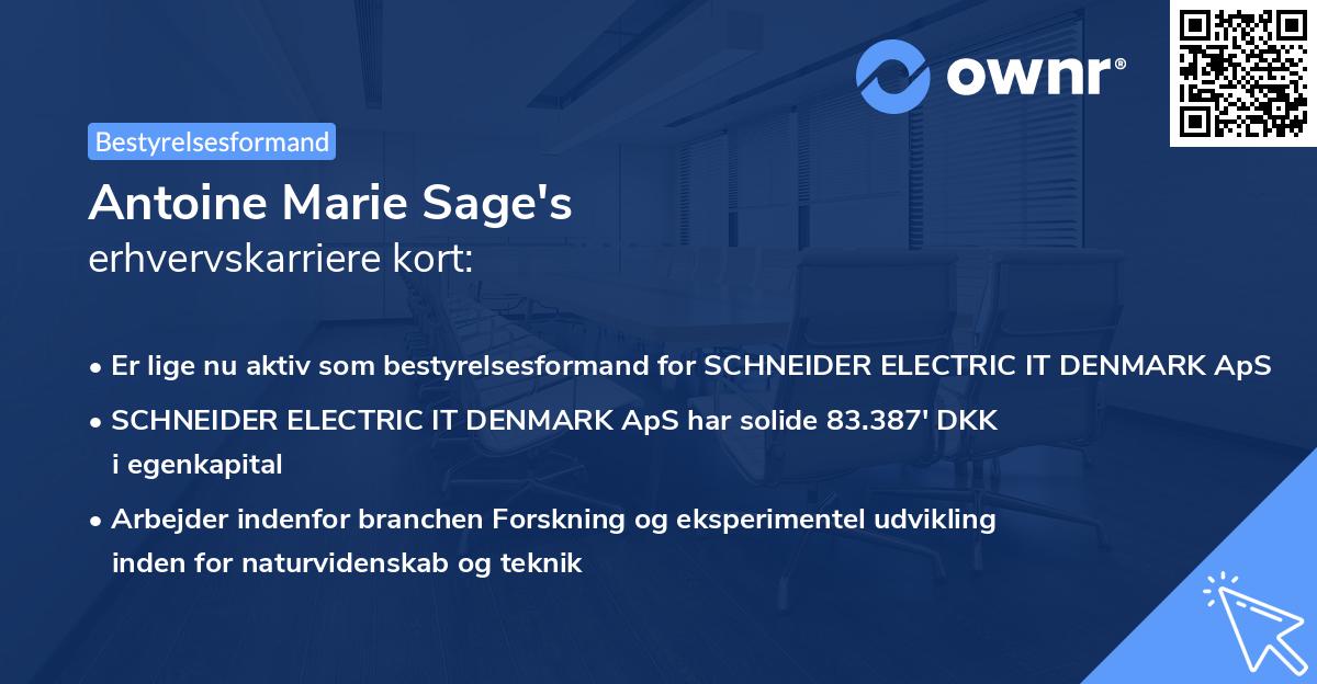 Antoine Marie Sage's erhvervskarriere kort