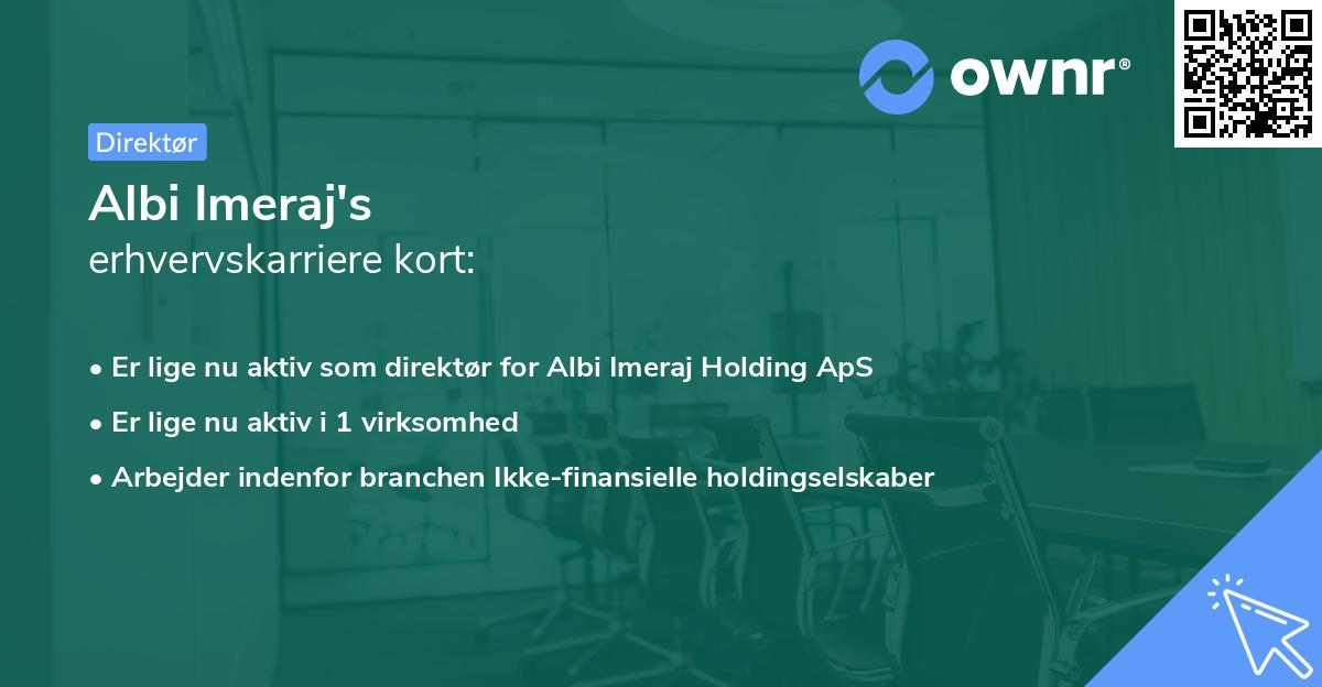 Albi Imeraj's erhvervskarriere kort