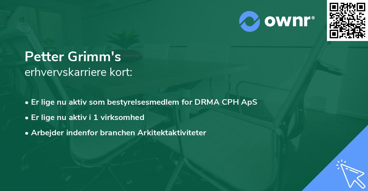 Petter Grimm's erhvervskarriere kort